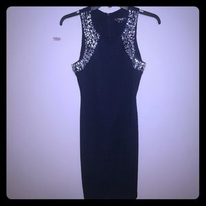 Navy Blue dress with Sequin collar